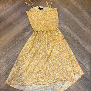 Forever 21 Yellow Floral Smocked Dress